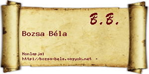 Bozsa Béla névjegykártya